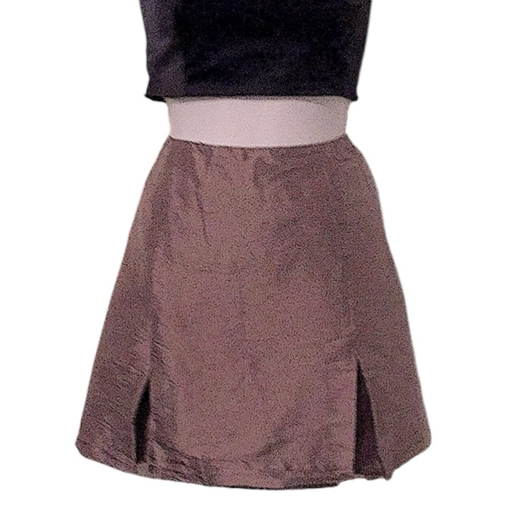 Prague Vintage Pleated Silk Tan Light Brown Mini Skirt Sz 10P 28” Waistband